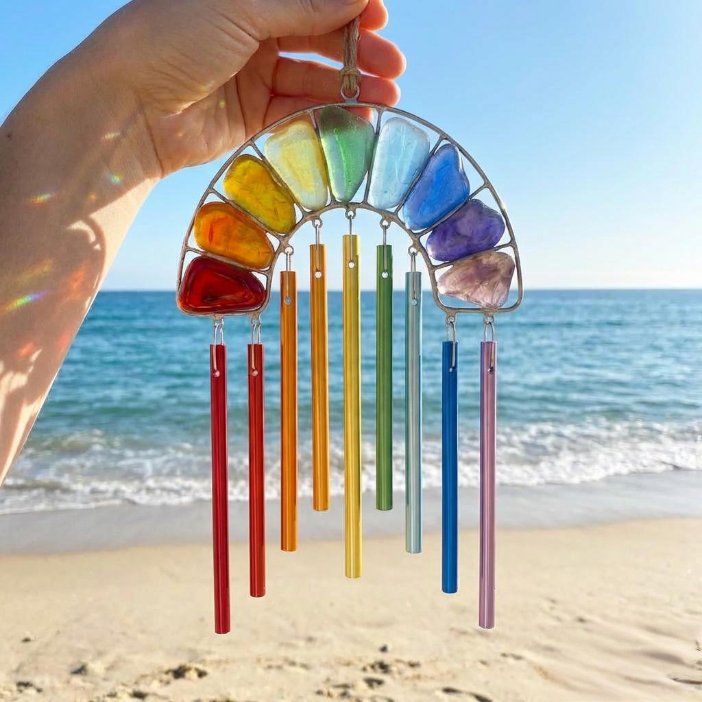 🌈Rainbow Magic in Sunlight! ✨-Handcrafted wind chimes