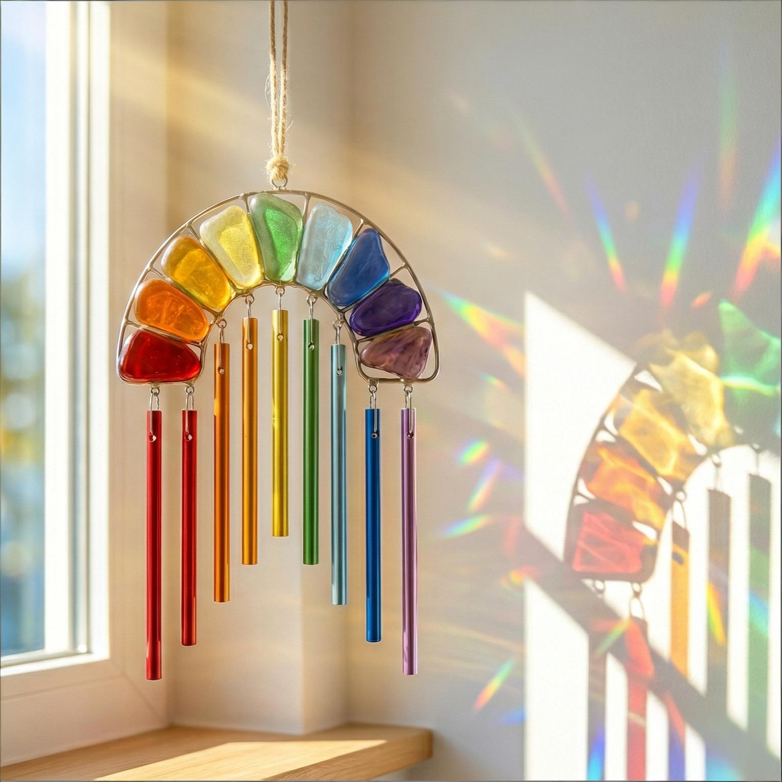🌈Rainbow Magic in Sunlight! ✨-Handcrafted wind chimes