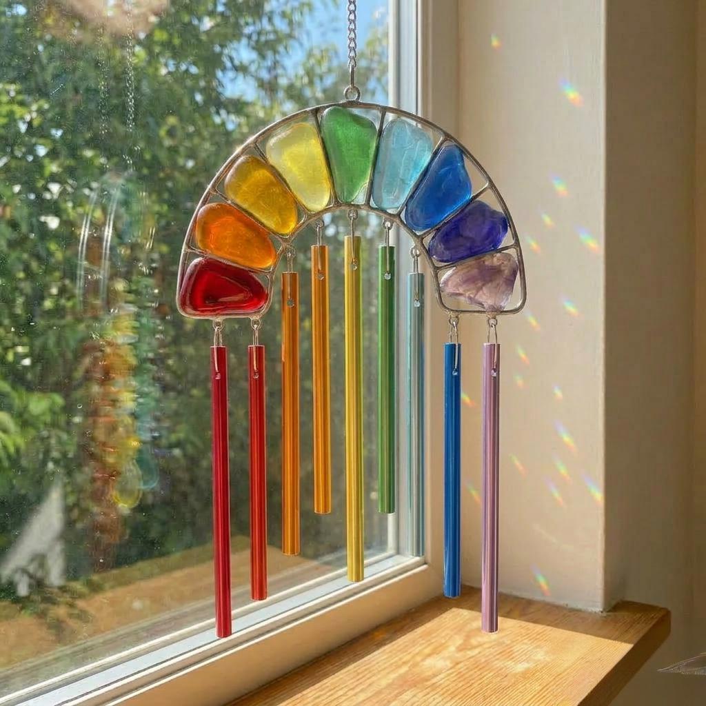 🌈Rainbow Magic in Sunlight! ✨-Handcrafted wind chimes