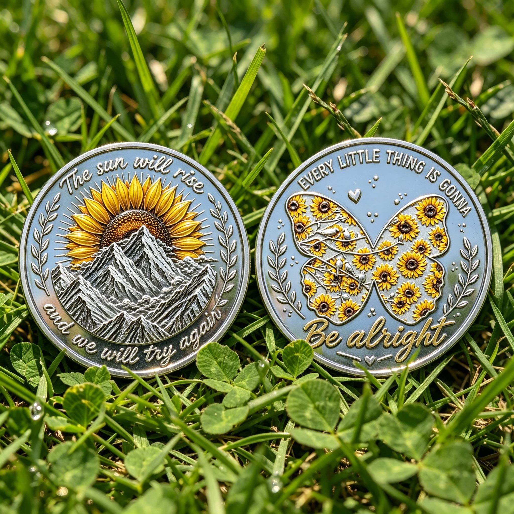 🌻🌈Inspirational Sunflower Coin – A Pocket Reminder That Brighter Days Are Coming