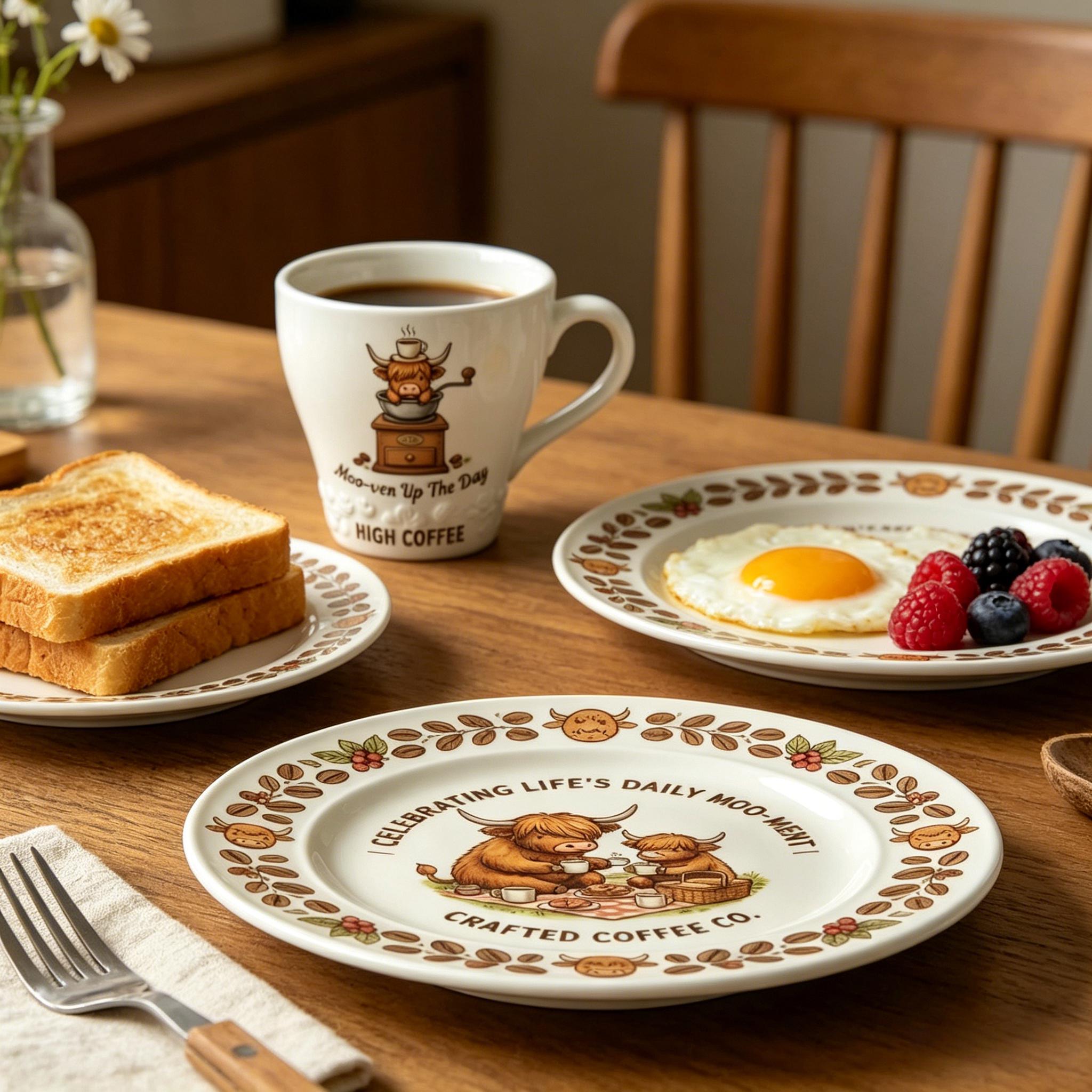 🐂 Highland Cow “Moo-Ment” Mug & Coffee Saucer Set
