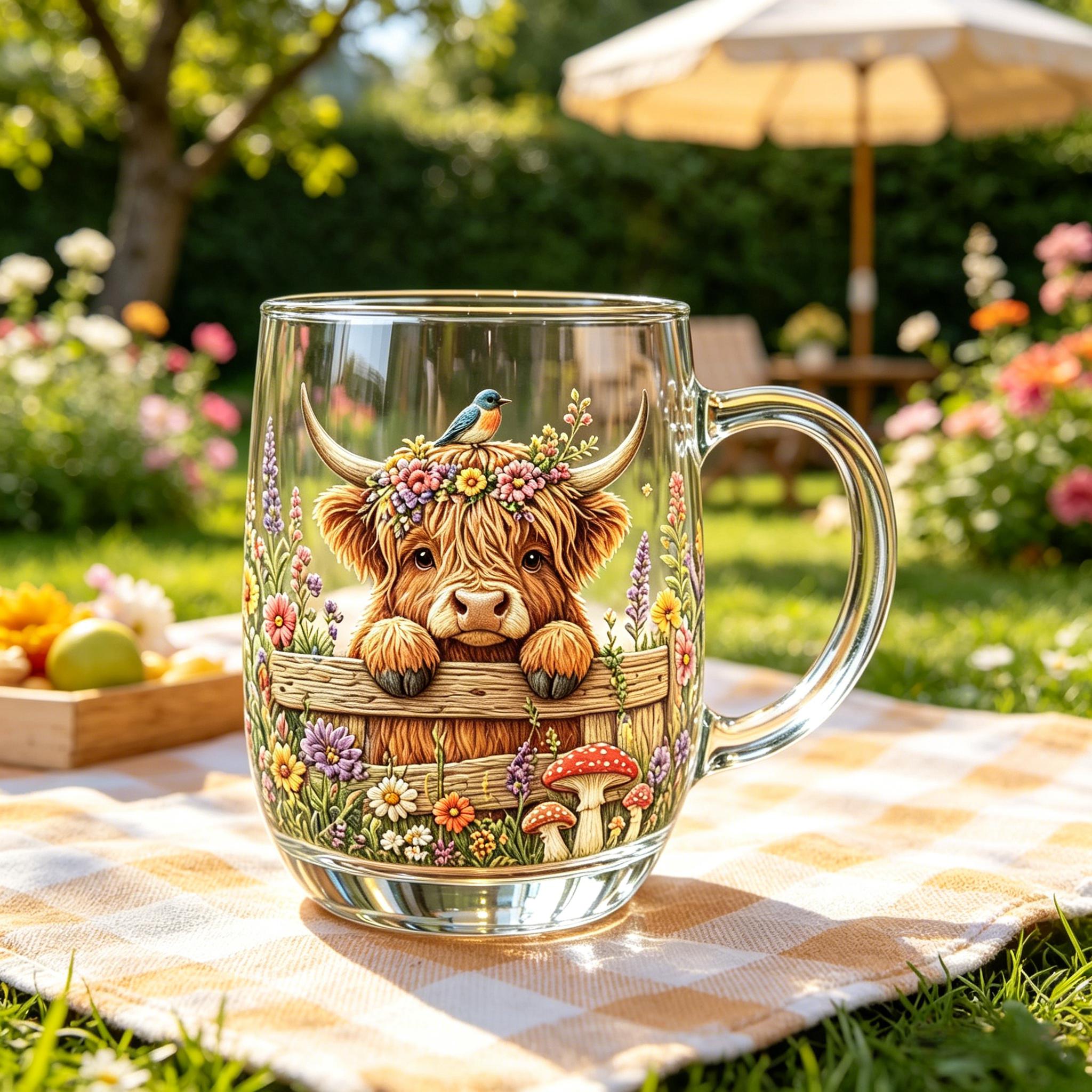 💐☕Hand-painted Highland Cow Glass - 🔥Buy 2 Free Shipping