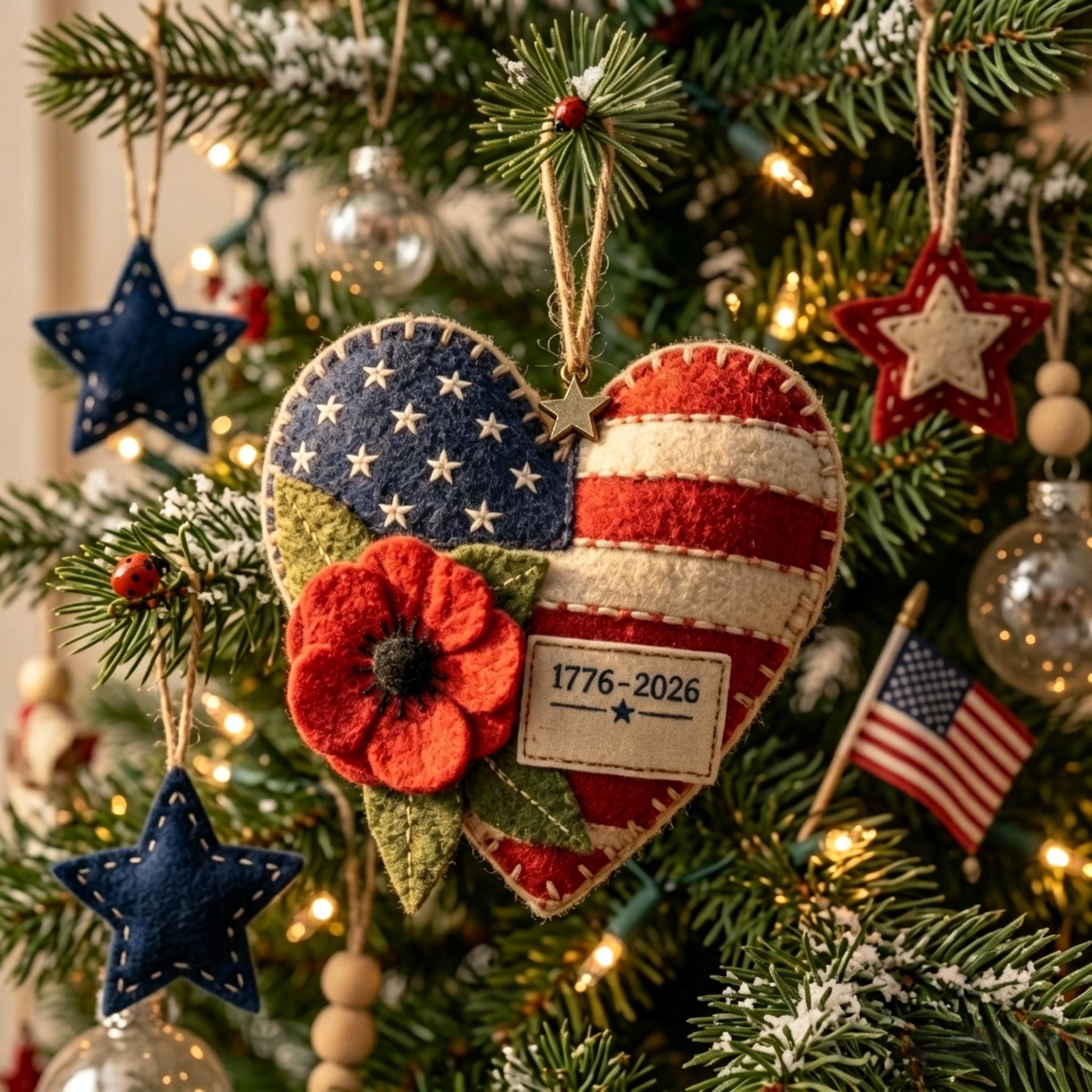 🦅😮America 250 Commemorative Heart Ornament