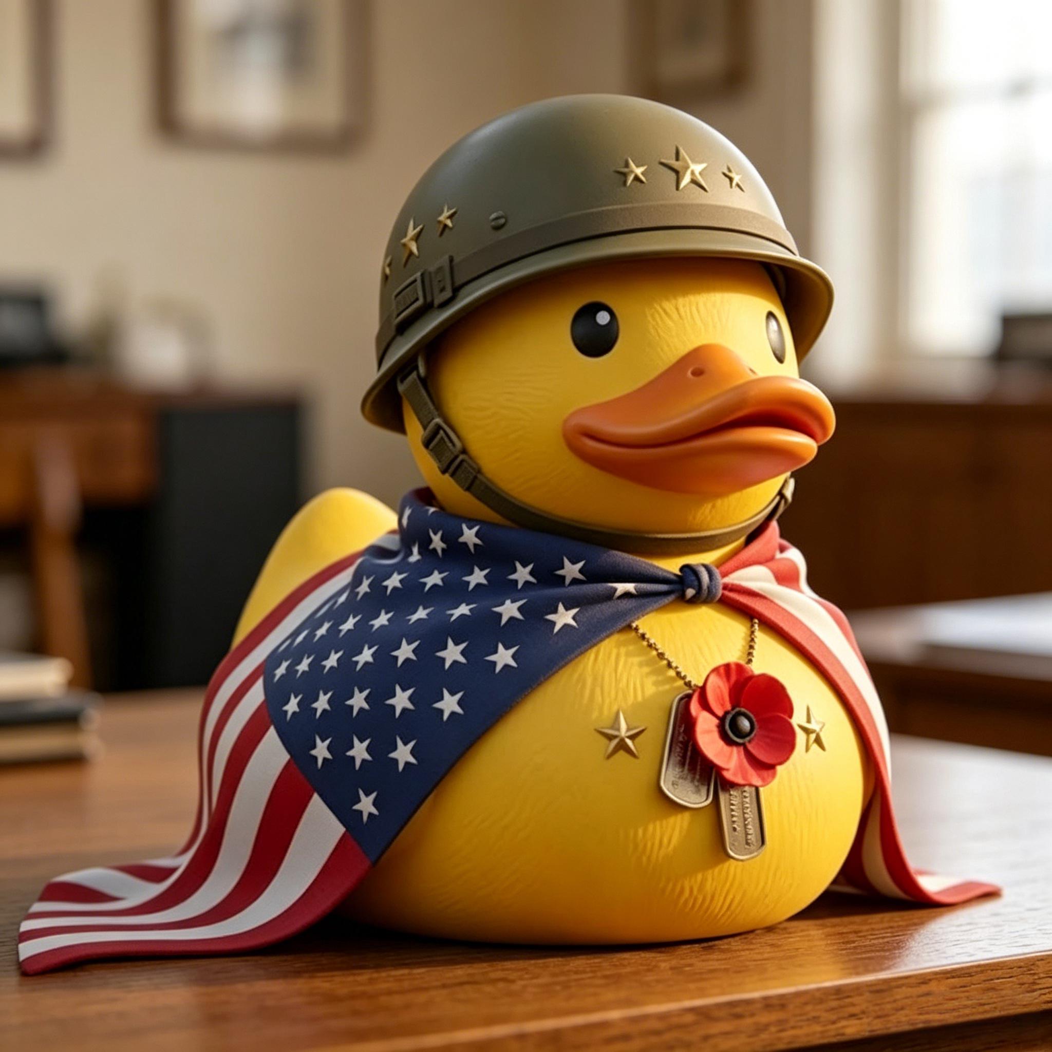 🇺🇸 Patriotic Memorial Duck Figurine – A Tribute to Courage & Freedom