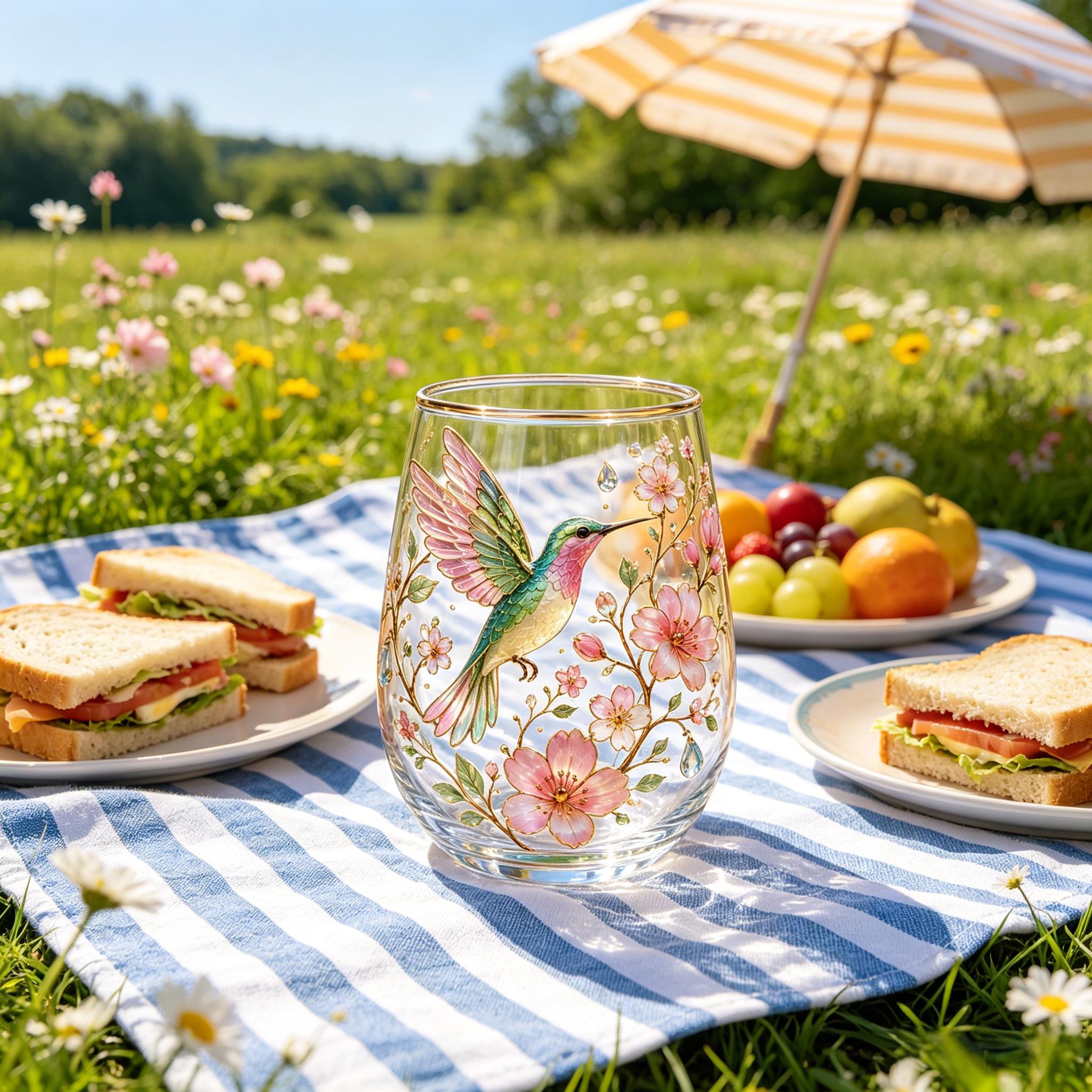 ☕🌸Hummingbird Flora Glass Tea Cup