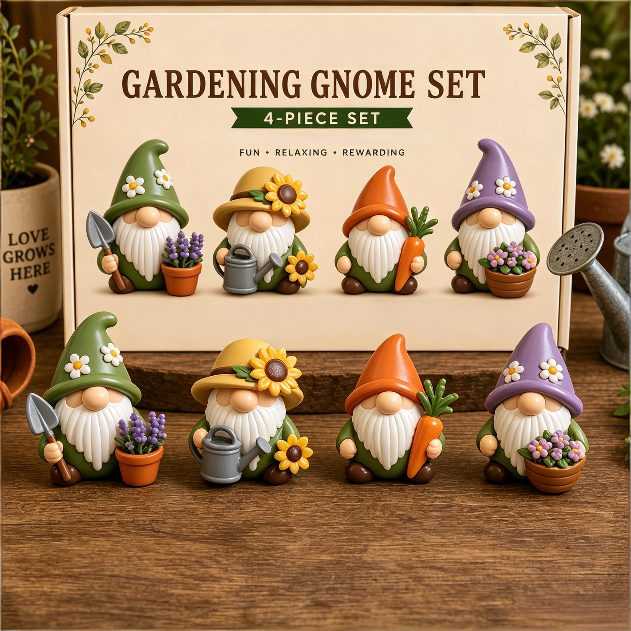🌈😮Whimsical Gnome Figurine Set – 4 PCS