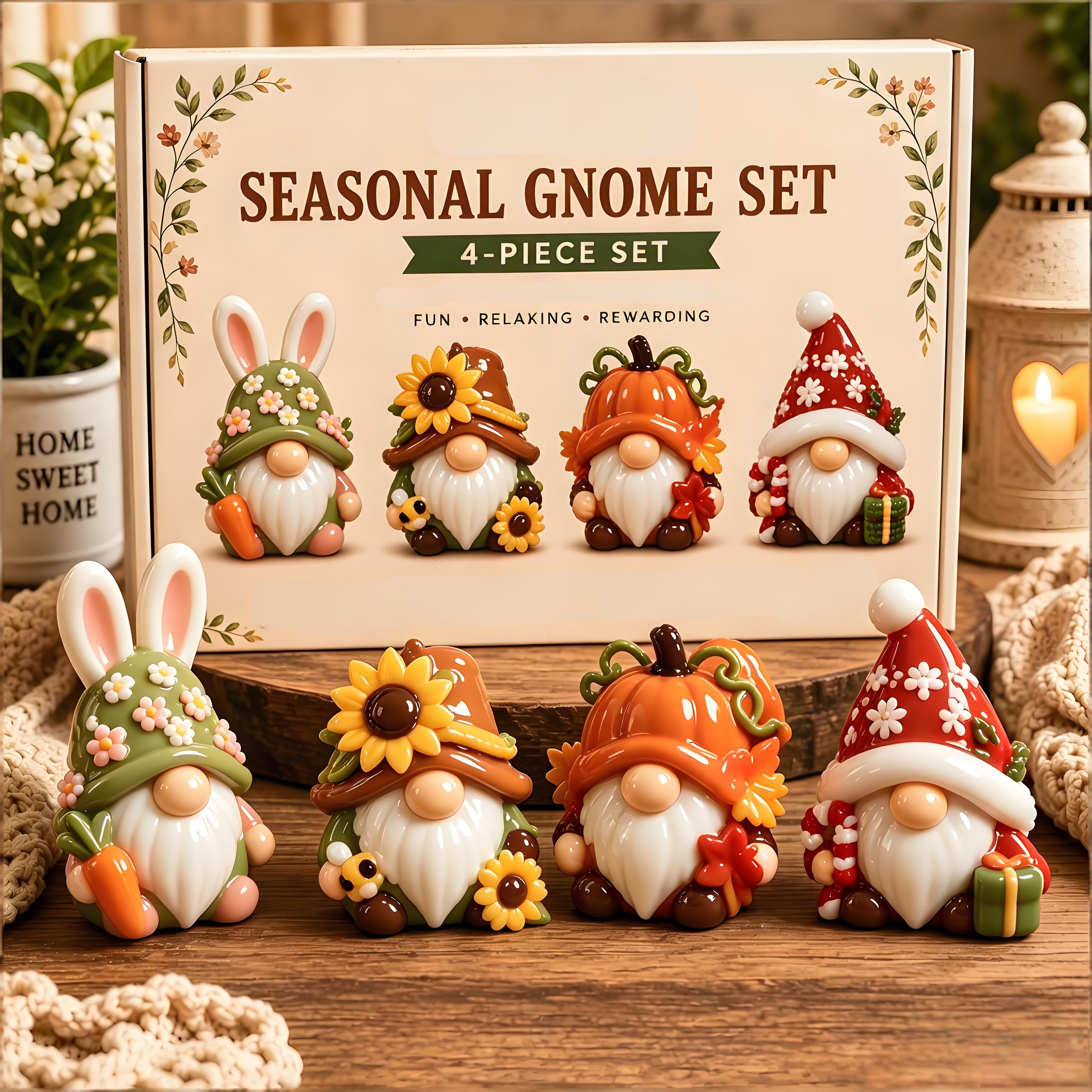🌈😮Whimsical Gnome Figurine Set – 4 PCS