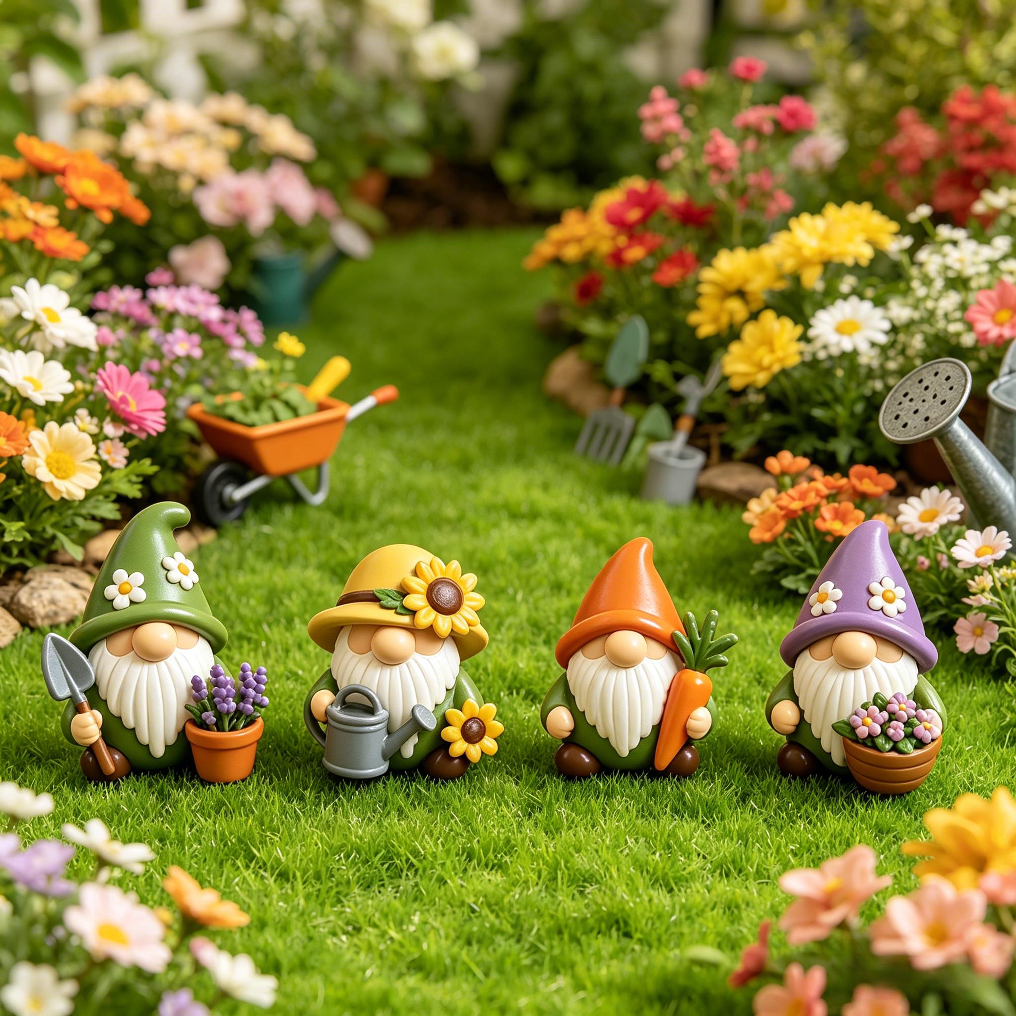 🌈😮Whimsical Gnome Figurine Set – 4 PCS
