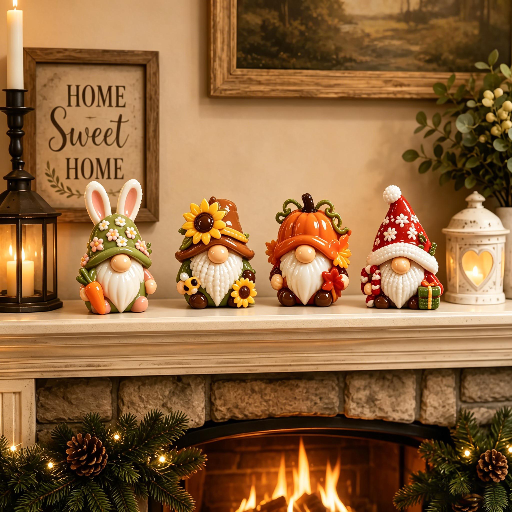 🌈😮Whimsical Gnome Figurine Set – 4 PCS