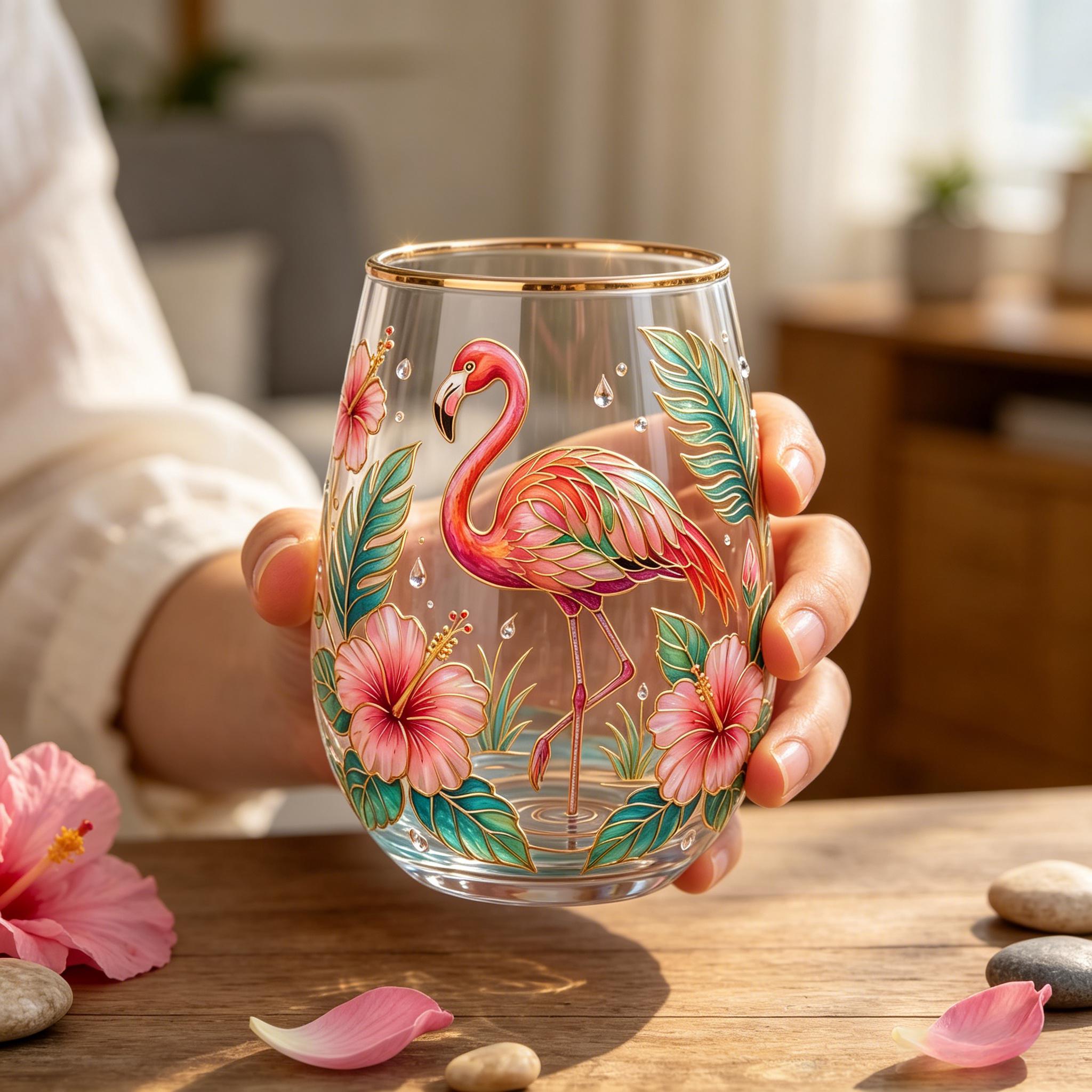 🦩Flamingo Garden of Joy Glass Cup