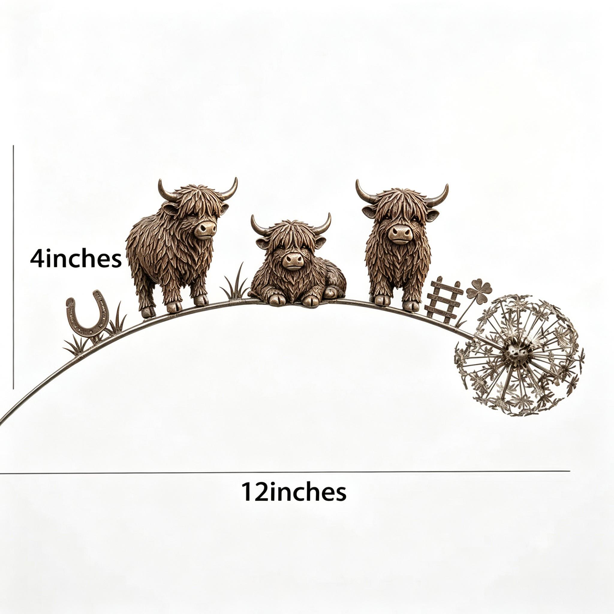 🐂🌿Highland Cow Family Garden Stake – Charming Rustic Farmyard Garden Décor