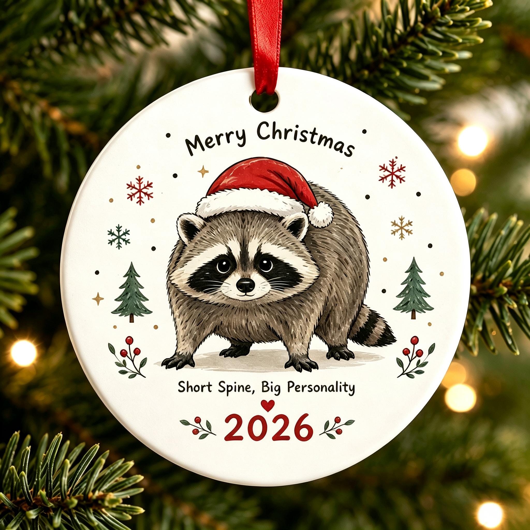🎄🦝Adorable Christmas Raccoon Ornament - Trending 2026 Keepsake