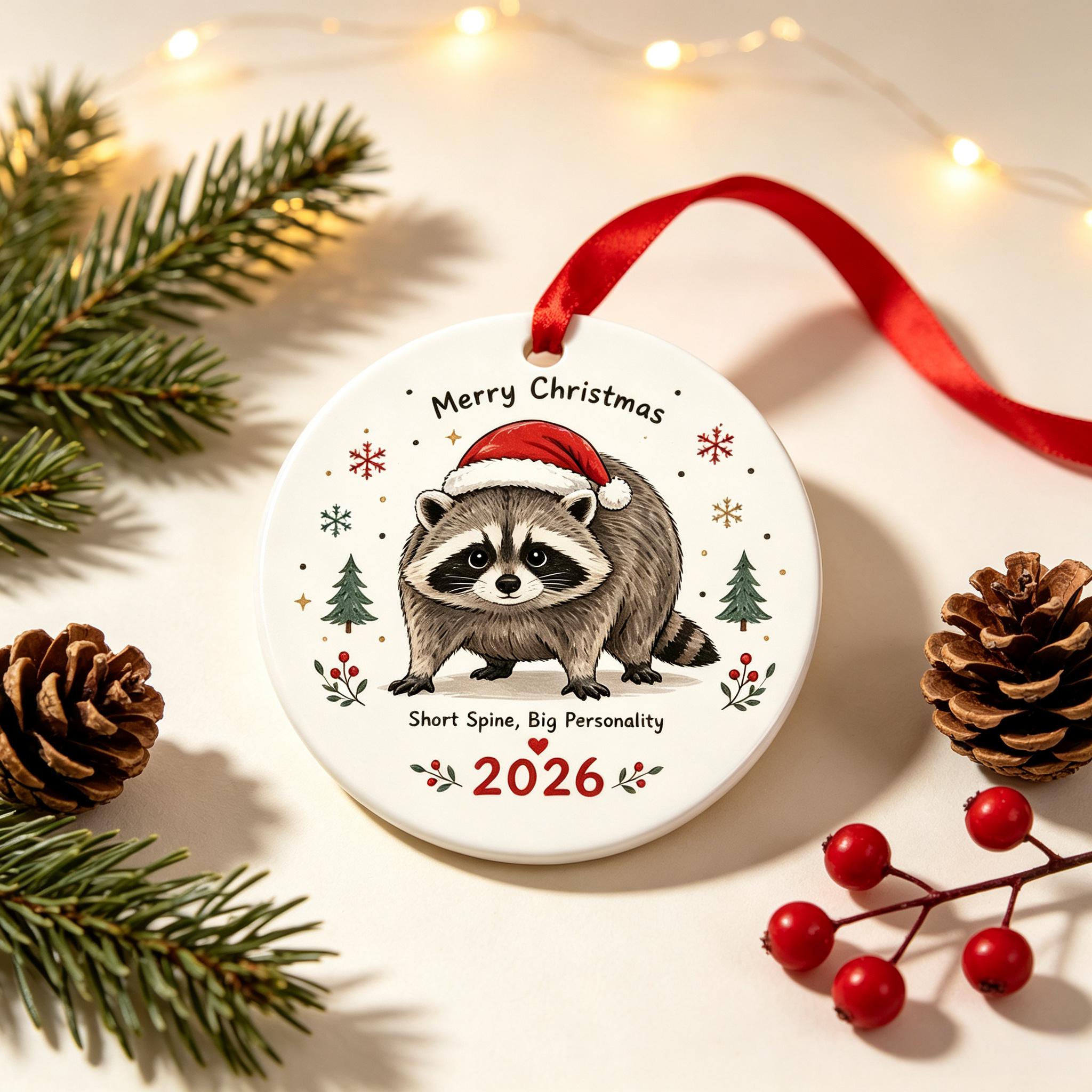 🎄🦝Adorable Christmas Raccoon Ornament - Trending 2026 Keepsake