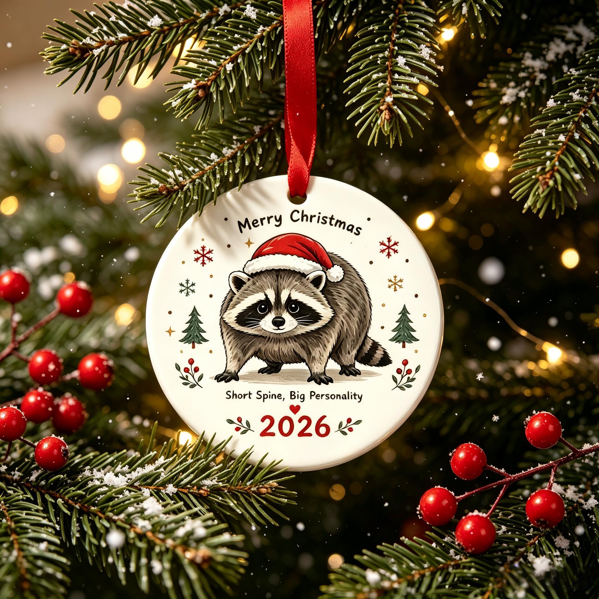🎄🦝Adorable Christmas Raccoon Ornament - Trending 2026 Keepsake