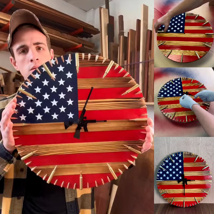 LAST DAY 70% OFF - 🔥Handmade Patriotic American Flag Clock
