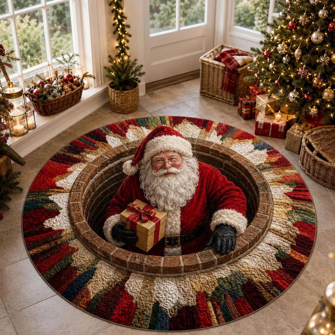 🎄 Christmas 3D Illusion Round Rug