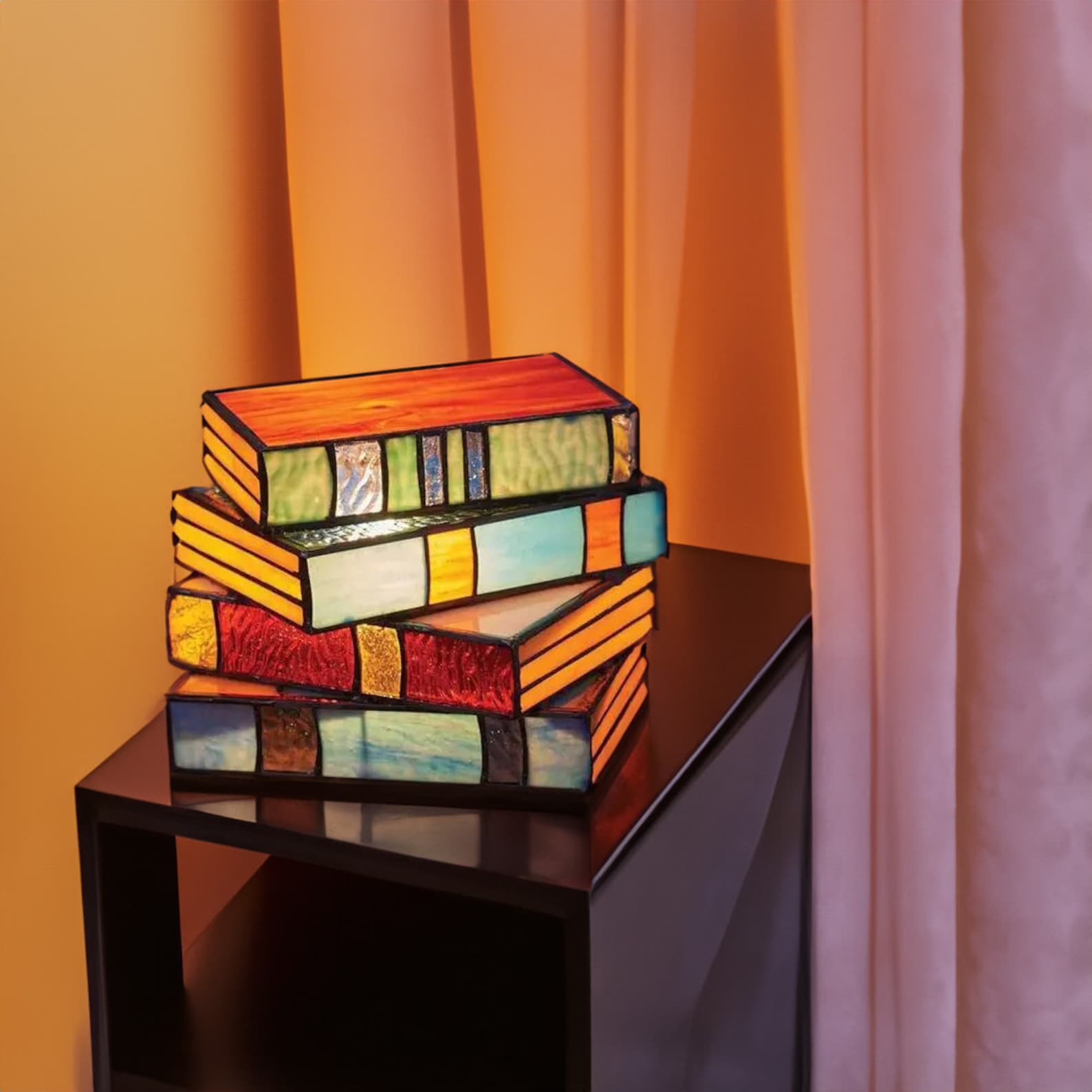 💡📚Glass Art Stacked Books Lamp
