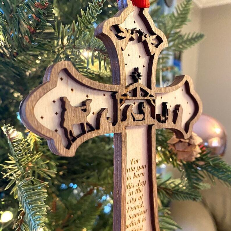 🎄Nativity Cross Scripture Christmas Ornament