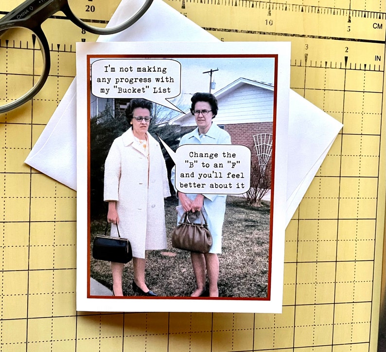 Funny Vintage Photo Card Bucket List Card Birthday Card for image 4