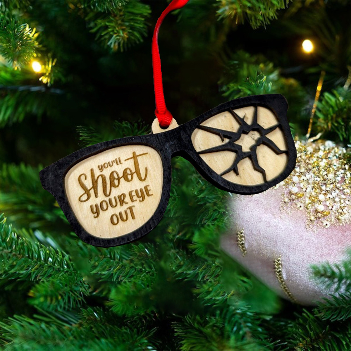🤣Shoot Your Eye Out Glasses Christmas Ornament