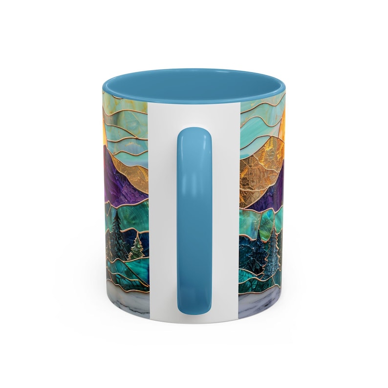 🌄 Stained Glass Sunset Mountain Mug