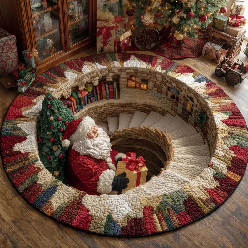 🎄 Christmas 3D Illusion Round Rug