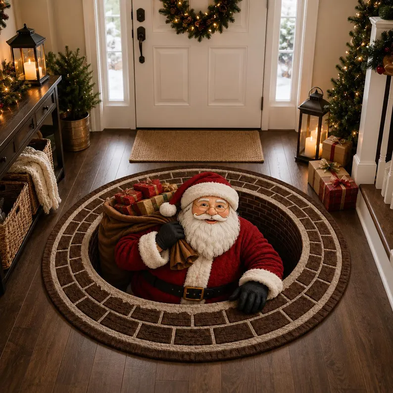 🎄 Christmas 3D Illusion Round Rug