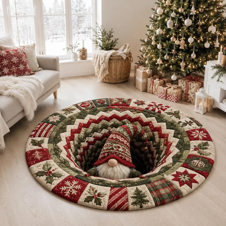 🎄 Christmas 3D Illusion Round Rug