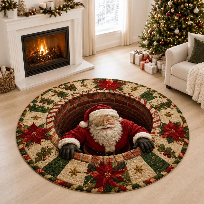 🎄 Christmas 3D Illusion Round Rug