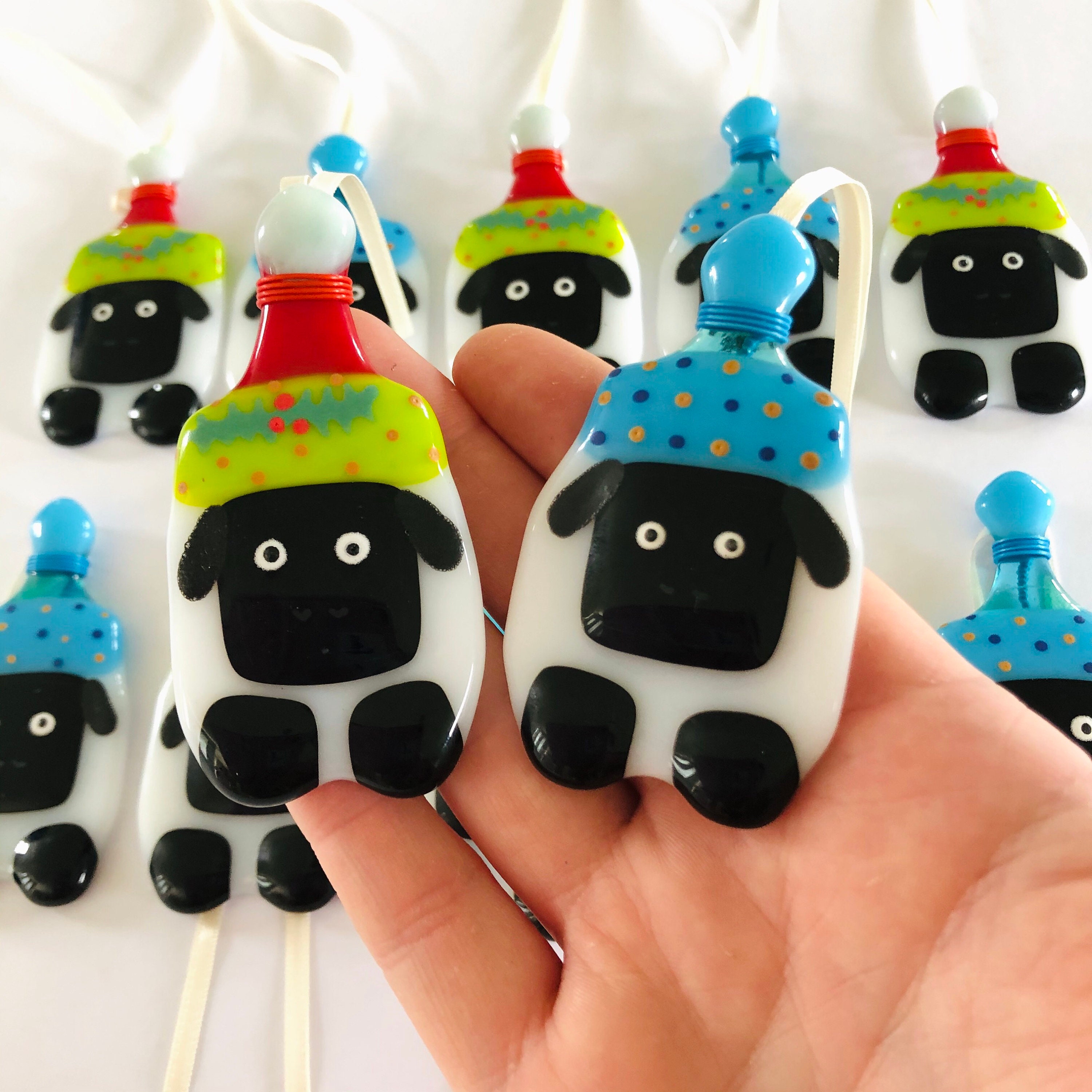 🐑Fused Glass Sheep Christmas Decoration