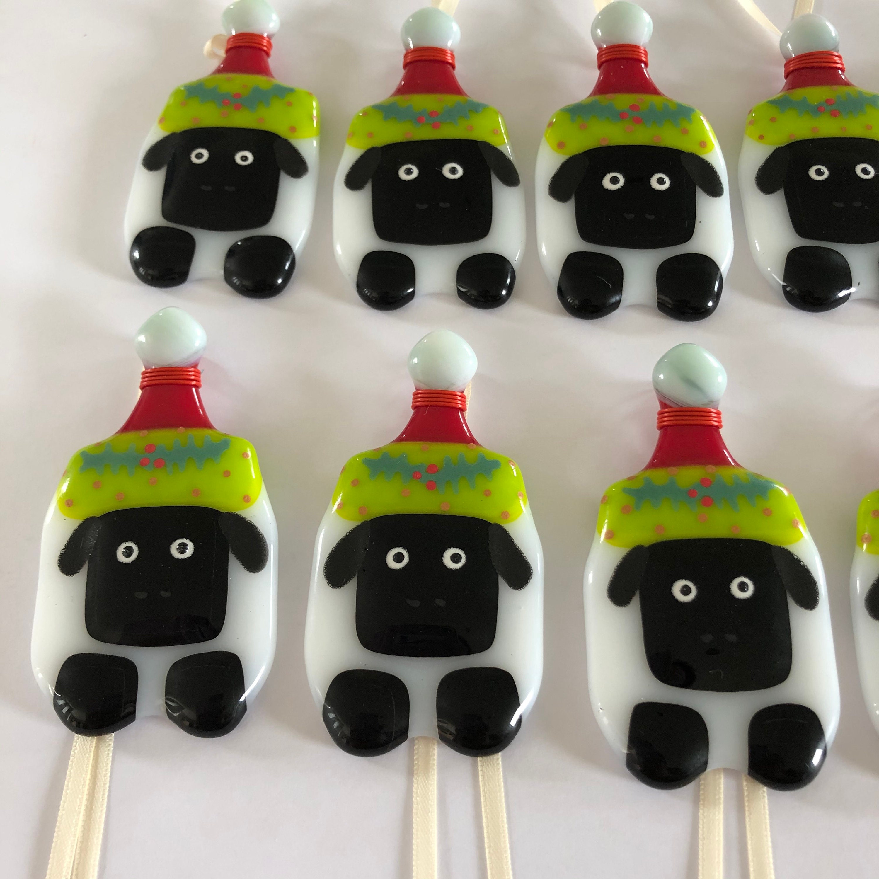 🐑Fused Glass Sheep Christmas Decoration