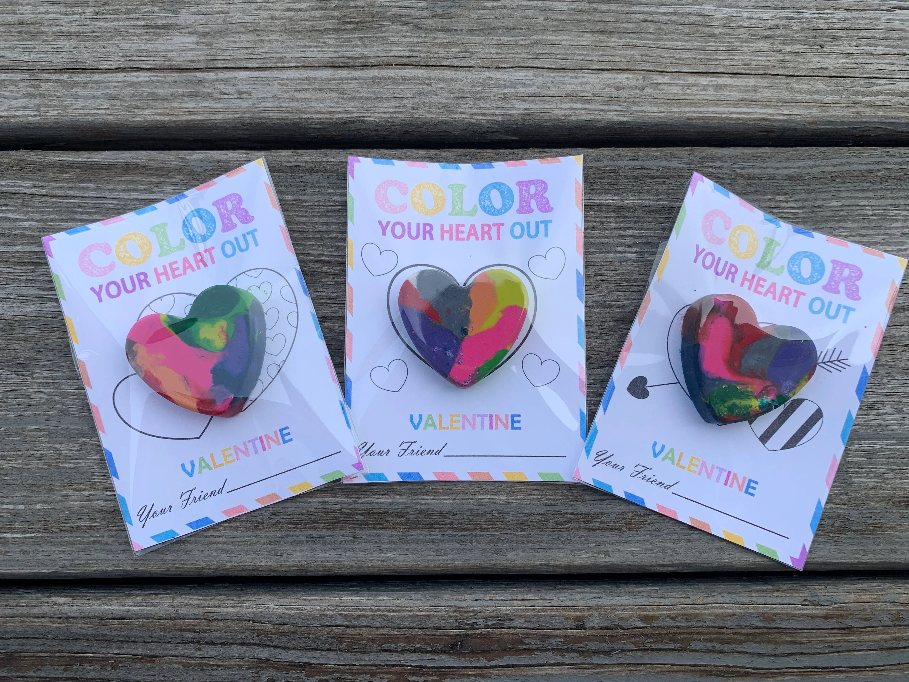 Valentine Heart Shaped Crayon with Card