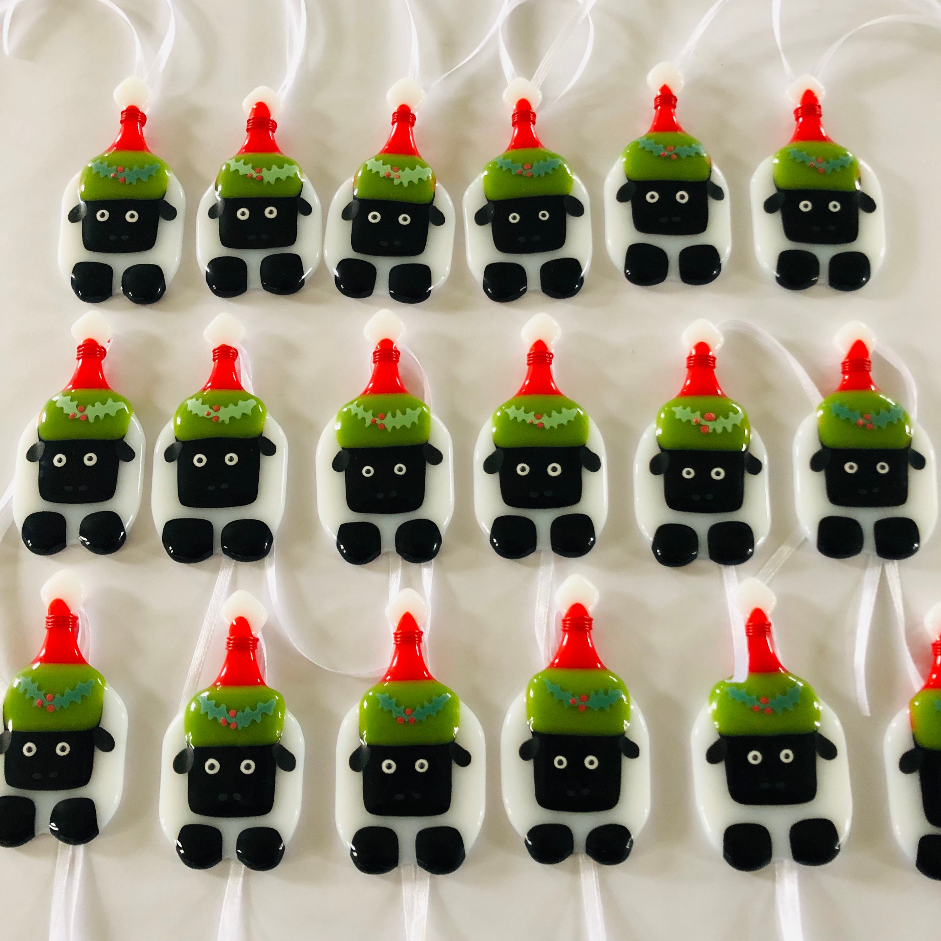 🐑Fused Glass Sheep Christmas Decoration
