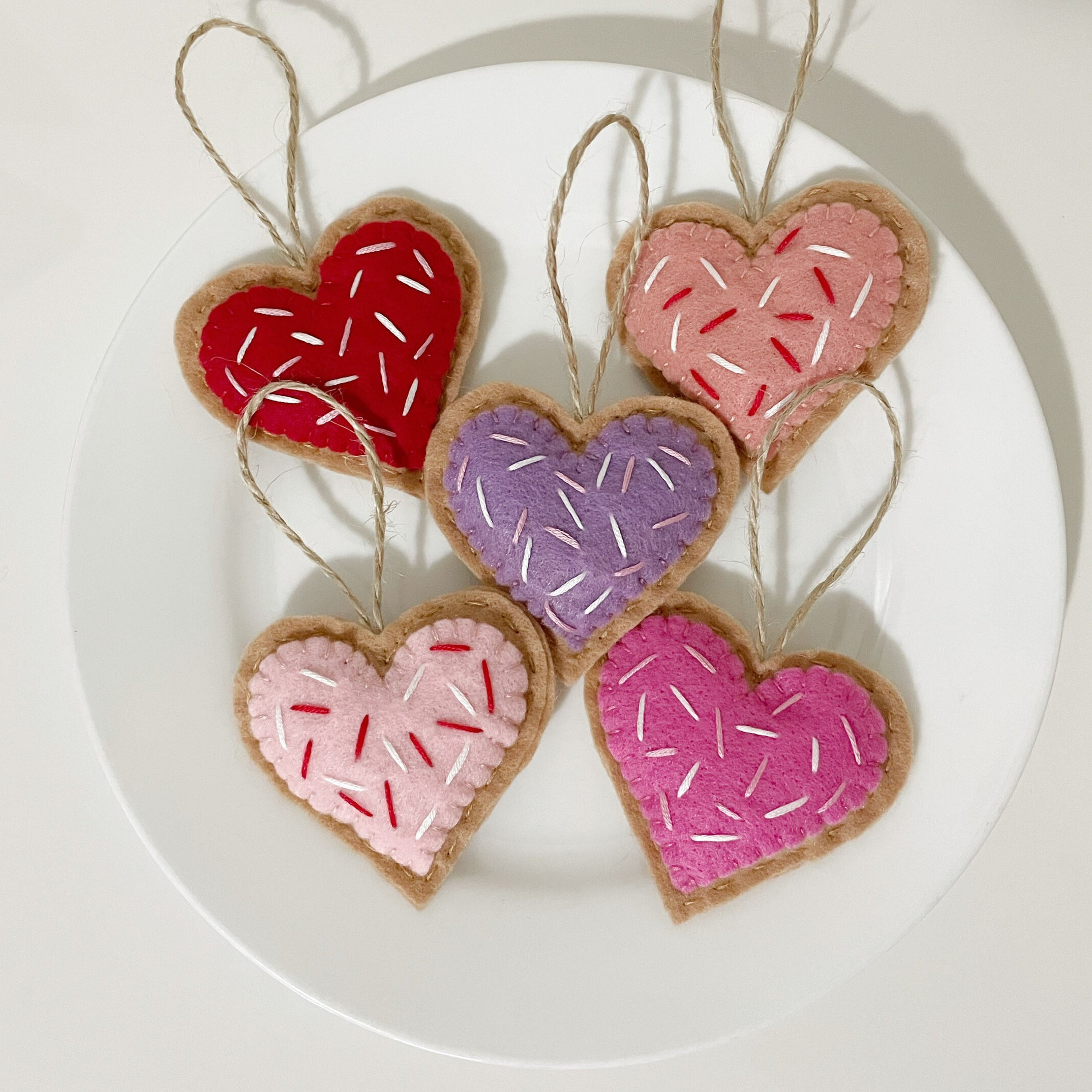 Sugar Cookies Handmade Felt Valentine's Day Ornaments