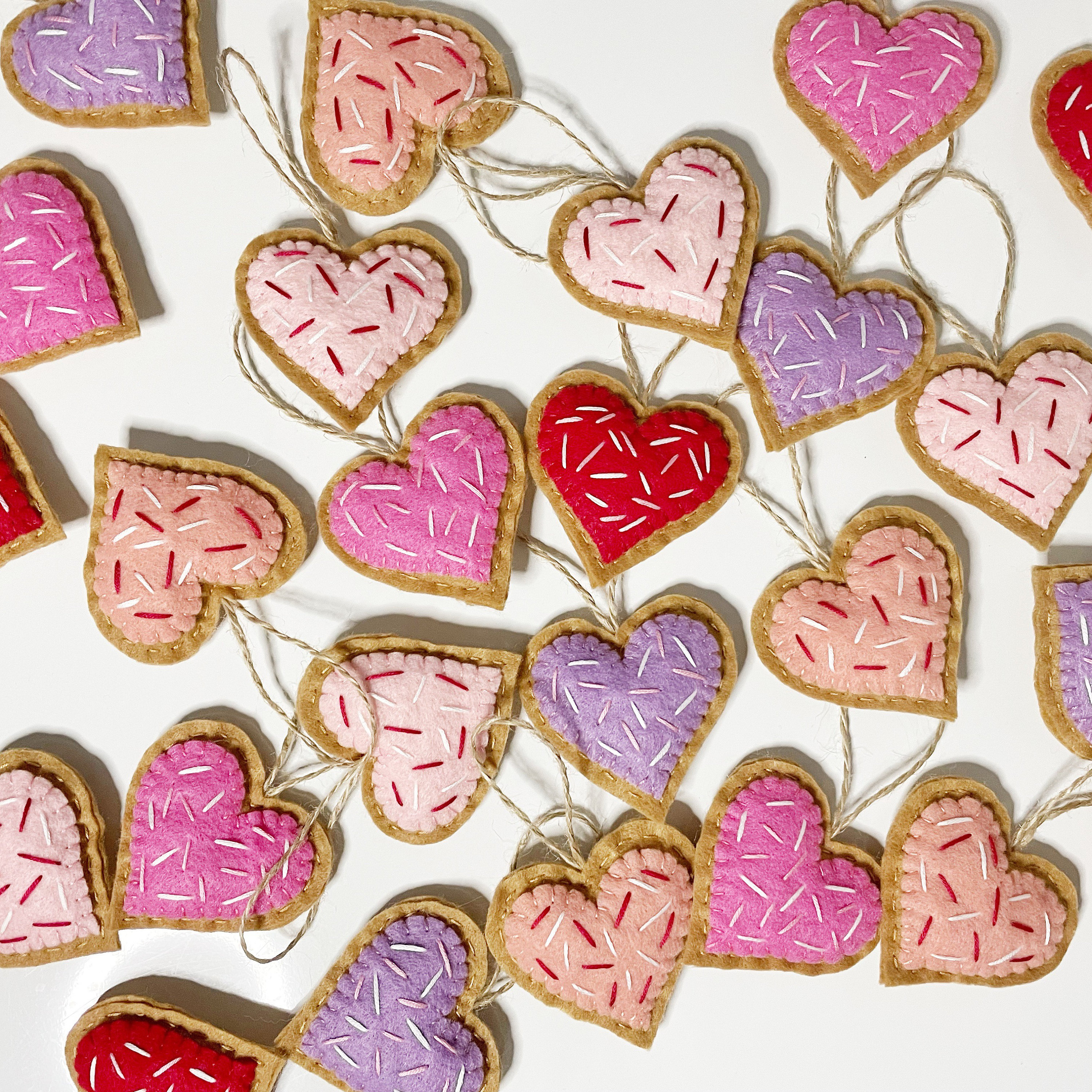 Sugar Cookies Handmade Felt Valentine's Day Ornaments