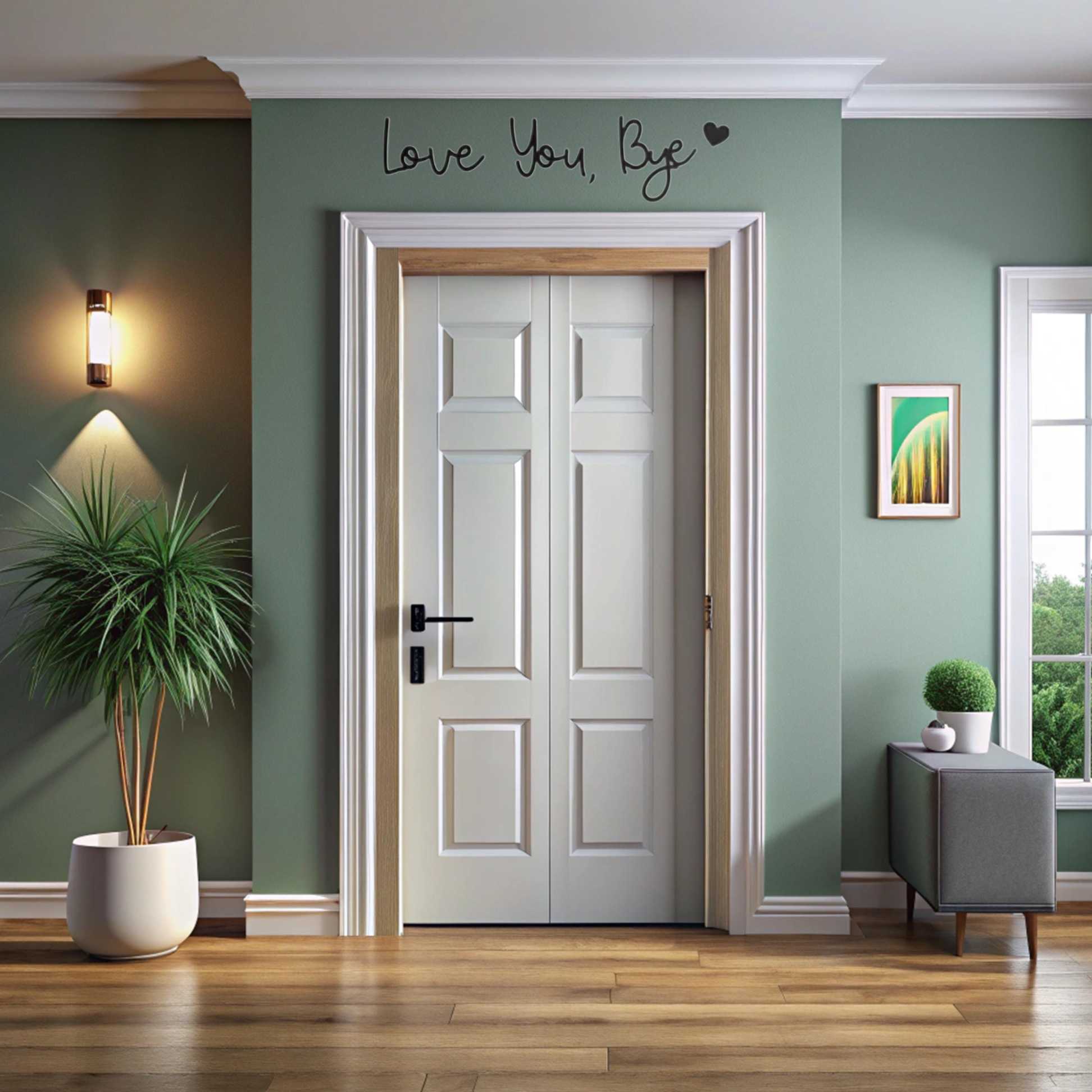 Bye Love You Wooden Script Sign Hallway Home Door