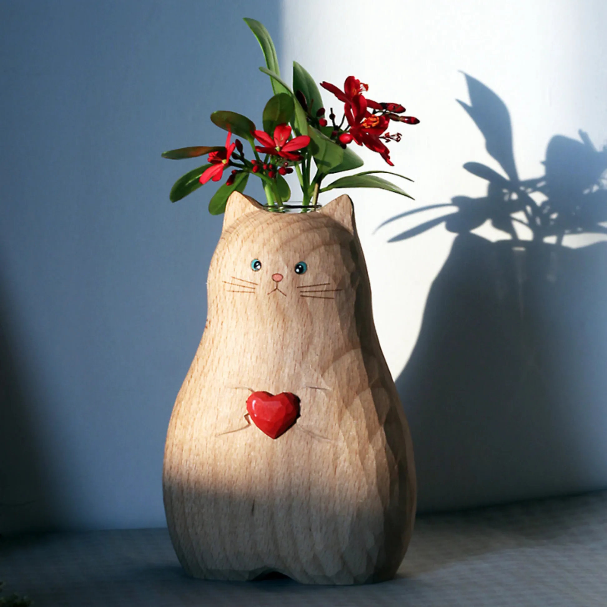 Handmade Wooden Cat Vase😻