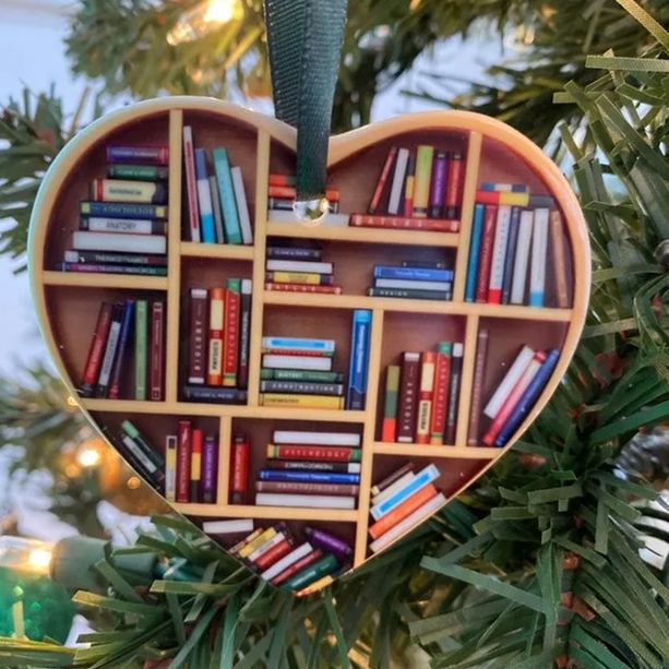 Book Lovers Heart Ornament