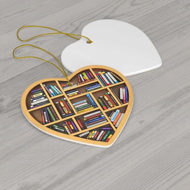 Book Lovers Heart Ornament