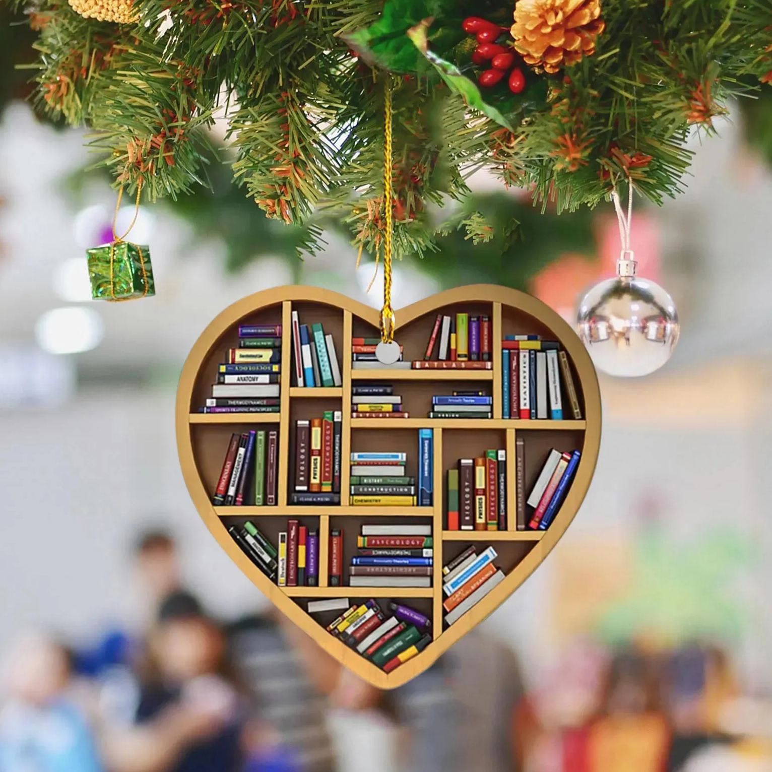 Book Lovers Heart Ornament