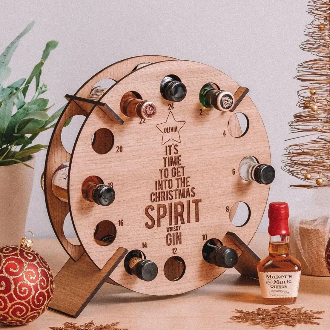 🎄CHRISTMAS Wooden Mini Tree Alcohol Advent Calendar holder