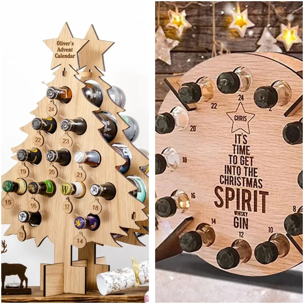 🎄CHRISTMAS Wooden Mini Tree Alcohol Advent Calendar holder