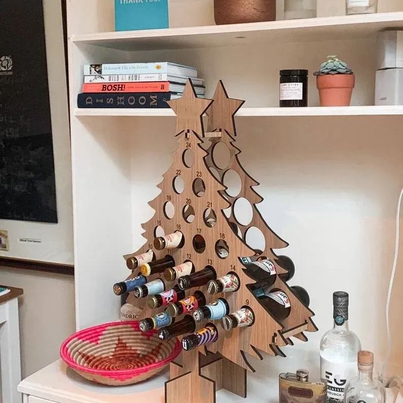 🎄CHRISTMAS Wooden Mini Tree Alcohol Advent Calendar holder