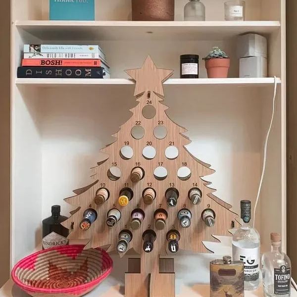 🎄CHRISTMAS Wooden Mini Tree Alcohol Advent Calendar holder