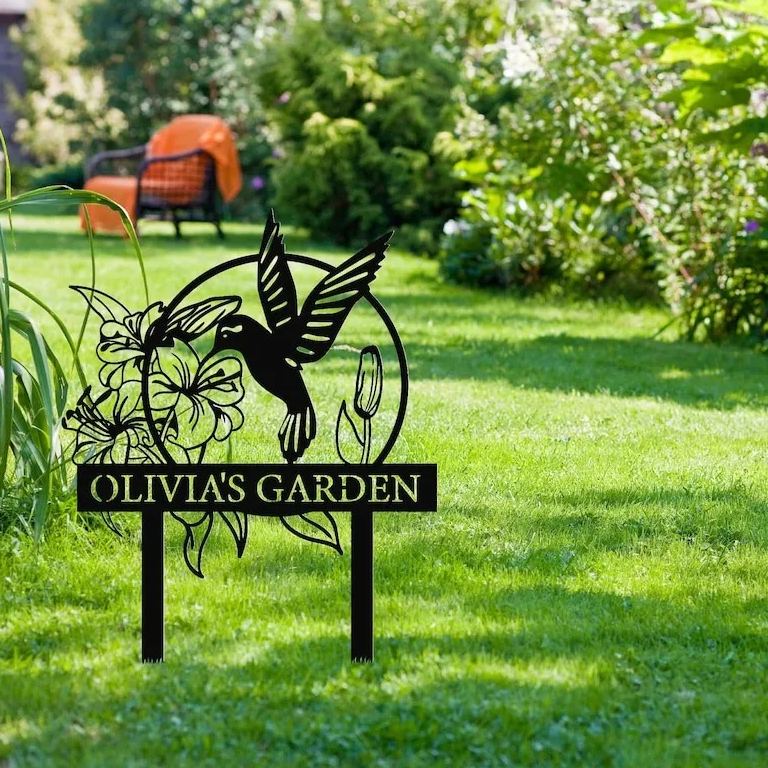 Hummingbird Metal Garden Decorative Sign