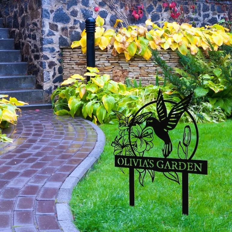 Hummingbird Metal Garden Decorative Sign
