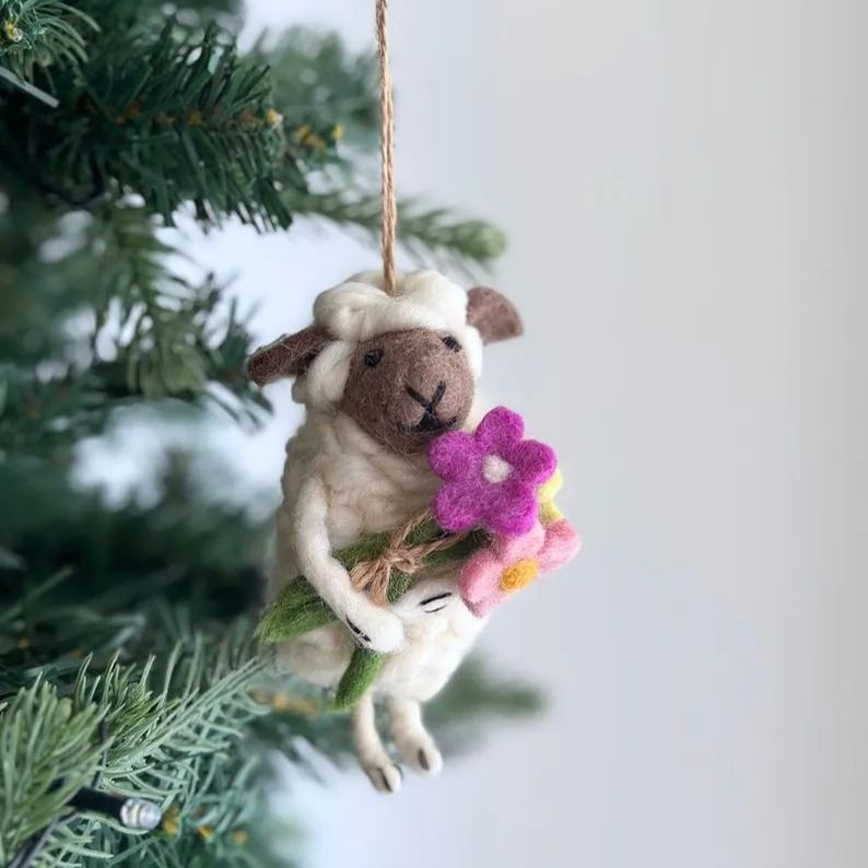 Cute Felt Sheep Christmas Ornament