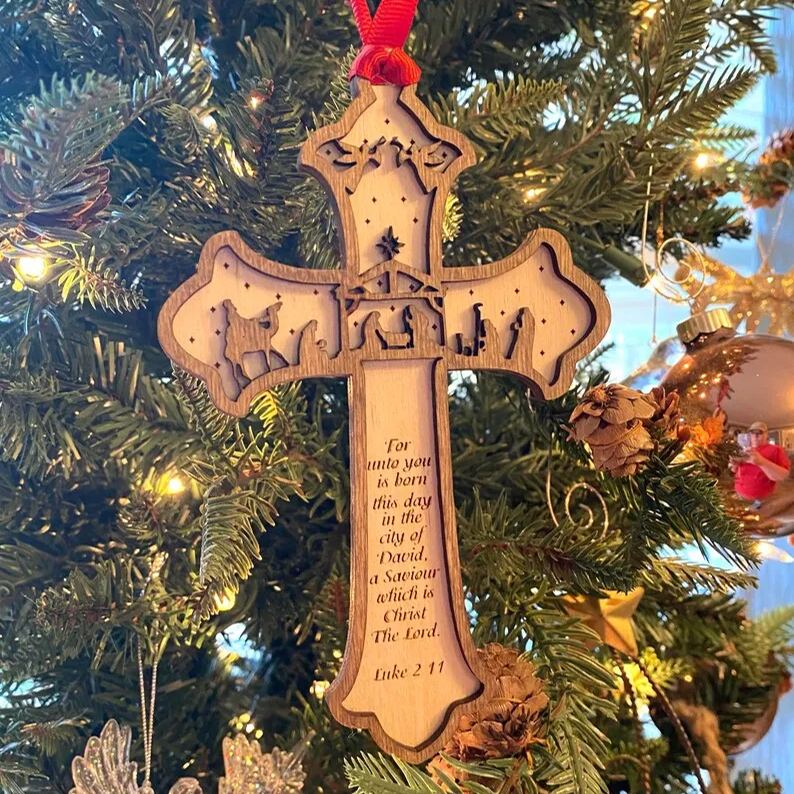 🎄Nativity Cross Scripture Christmas Ornament