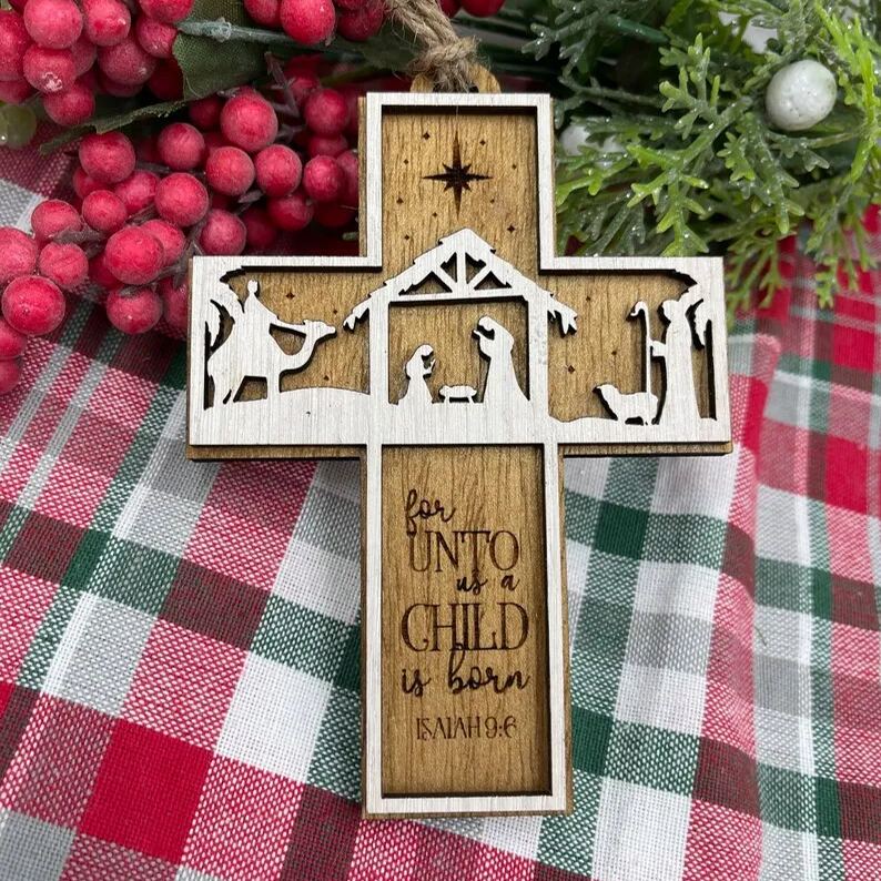🎄Nativity Cross Scripture Christmas Ornament