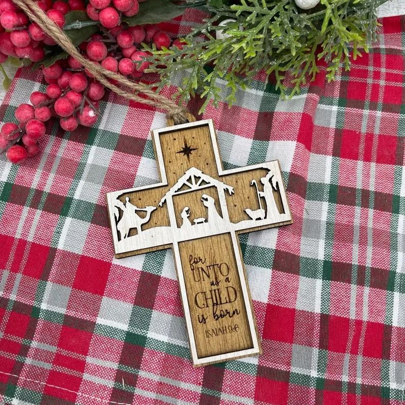 🎄Nativity Cross Scripture Christmas Ornament